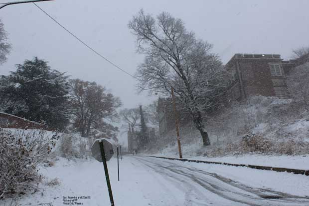 East Franklin and 23rd Richmond VA Snow