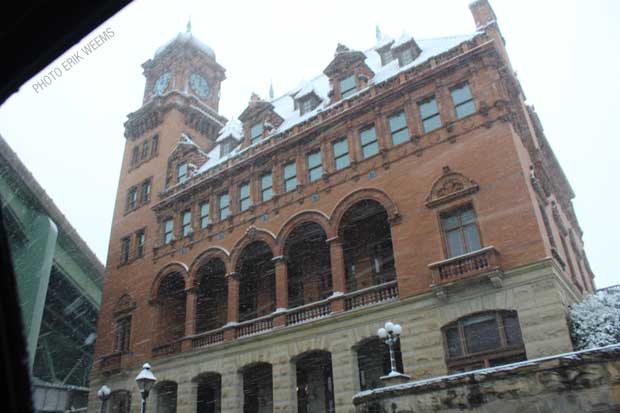 Old Main Street Train Station in the Snow