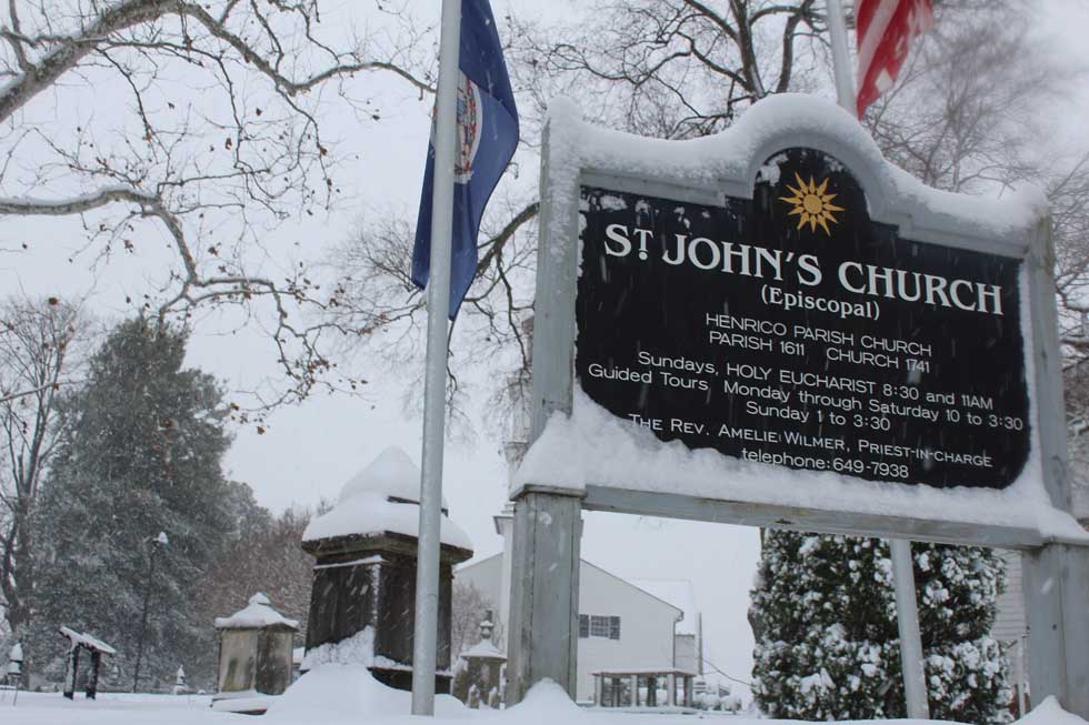 St Johns Episcopal Church in the snow Richmond Virginia