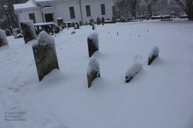 St Johns Church Graves in the Snow