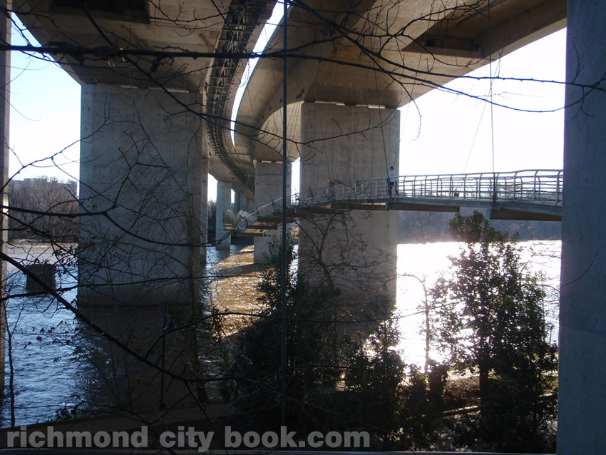 Under Robert E Lee Bridge walkway over James River