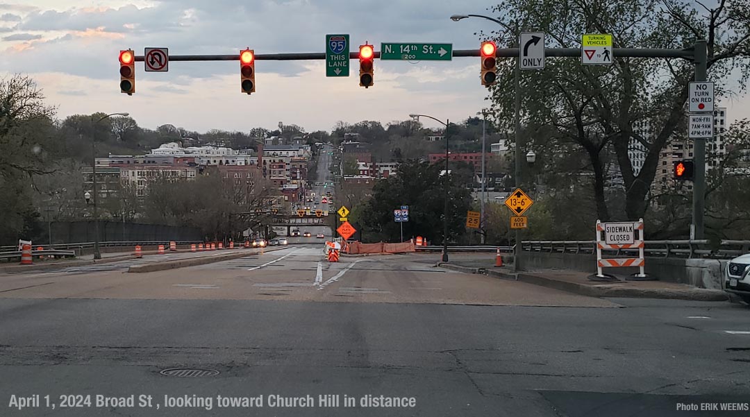 Looking toward Church Hill in the distance from Broad Street