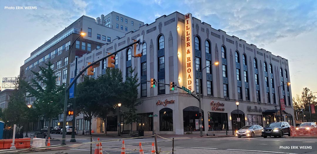 The Miller Rhoads Department Store Building in Richmond on East Broad Street - built originally in 1924 The Miller Rhoads Department Store Building in Richmond on East Broad Street - built originally in 1924