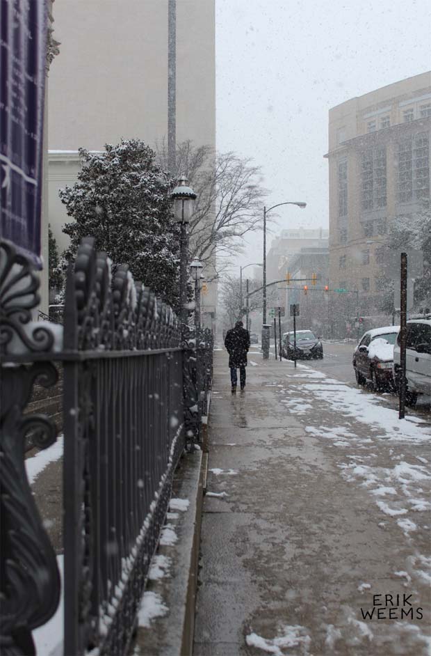 Snow walking in Richmond Virginia