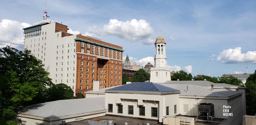 Looking above Richmond City toward Capitol Square