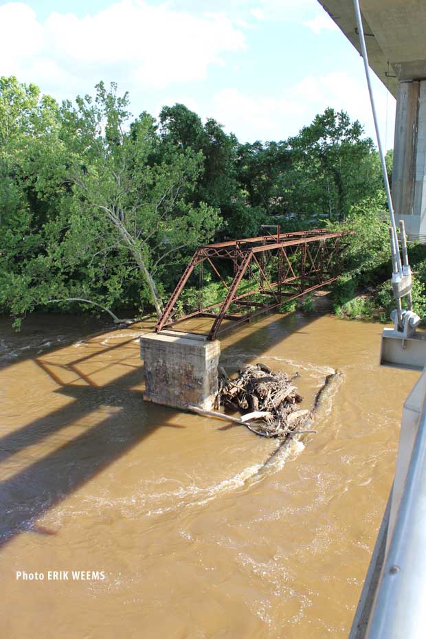 Trestle on muddy waters of James River