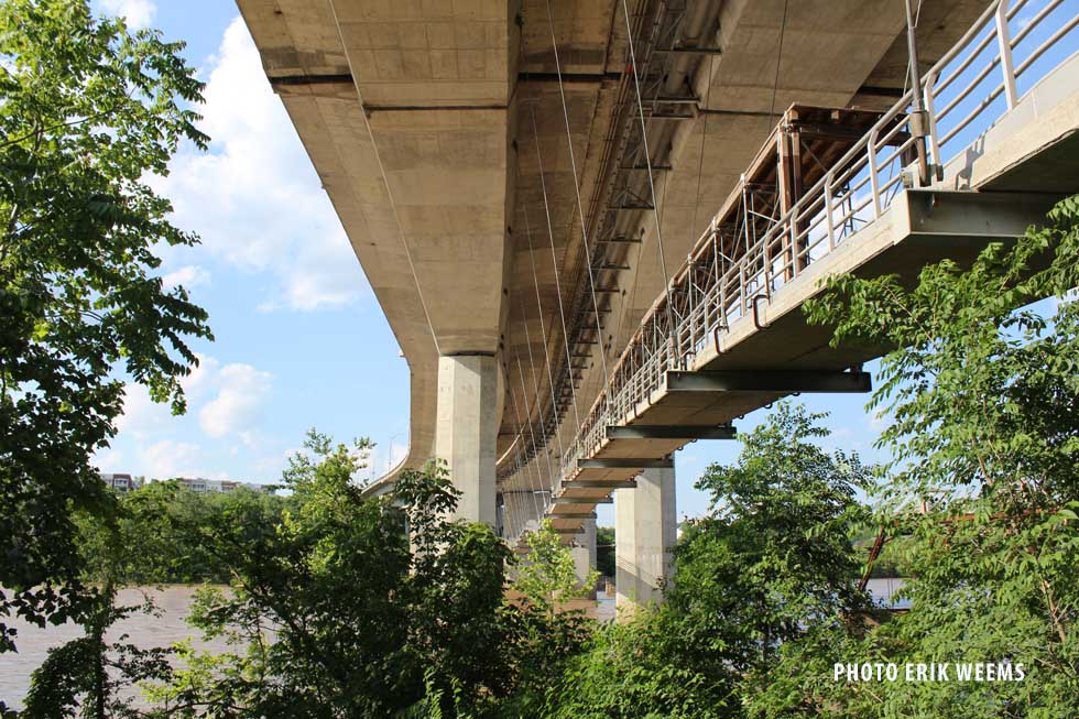 Walking bridge at James River in Richmond Virginia