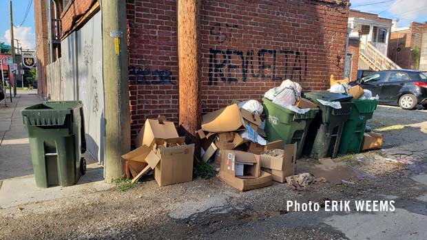 Downtown Carytown alley trash