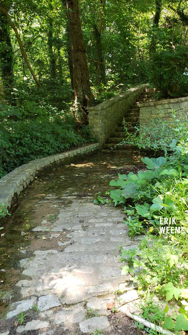 Stone Walkway wet from spring