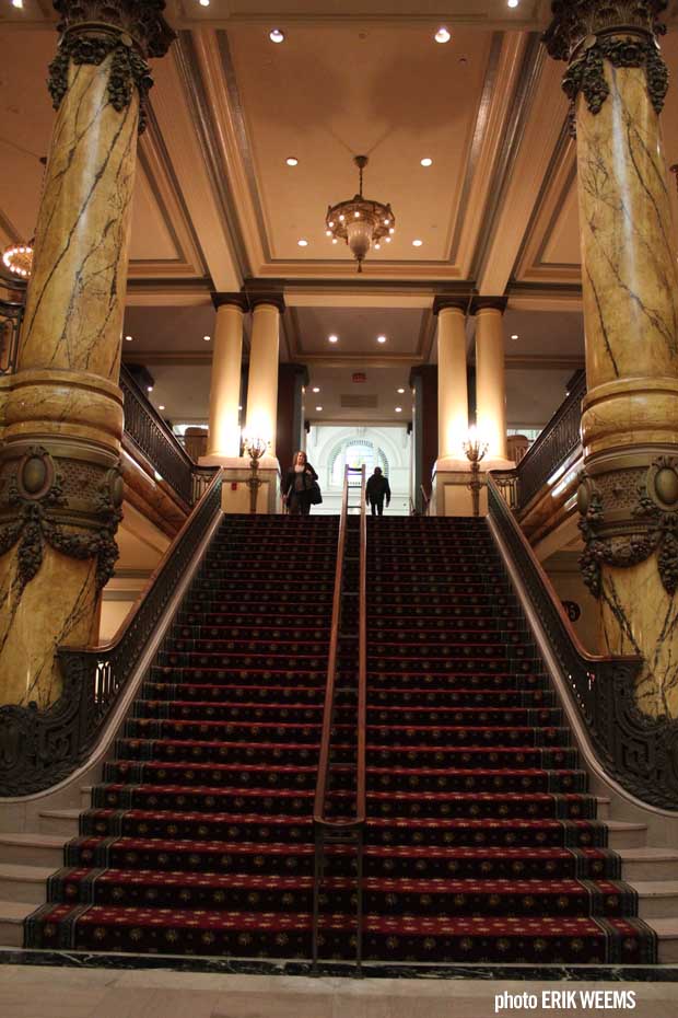 Heavily carpetted stairs at the Jefferson