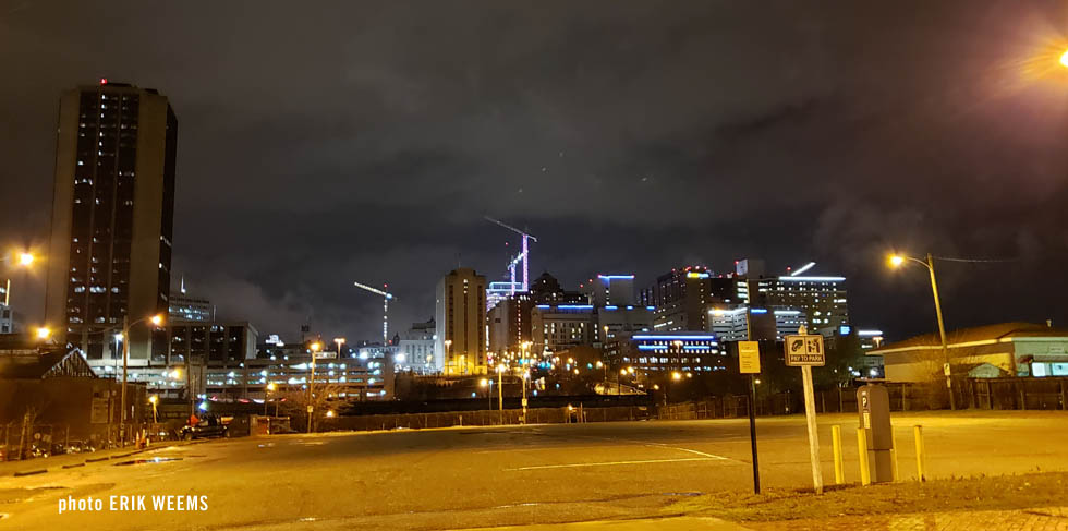 At Night the James Monroe Building and Richmond Virginia Skyline