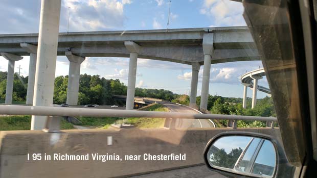 Route 95 ramps on and off Richmond Virginia