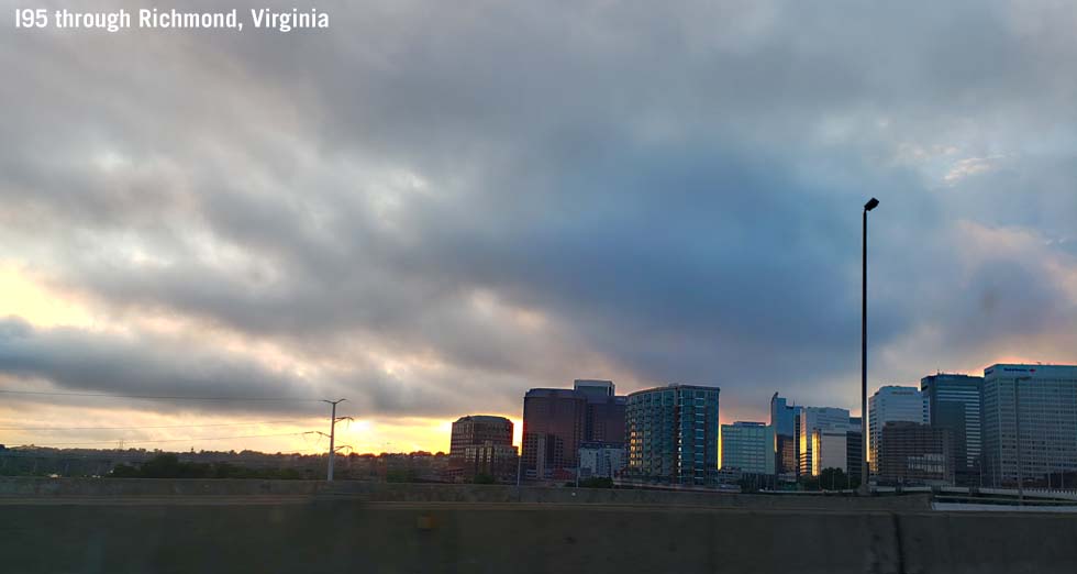 Route 95 through Richmond Virginia sunsetting