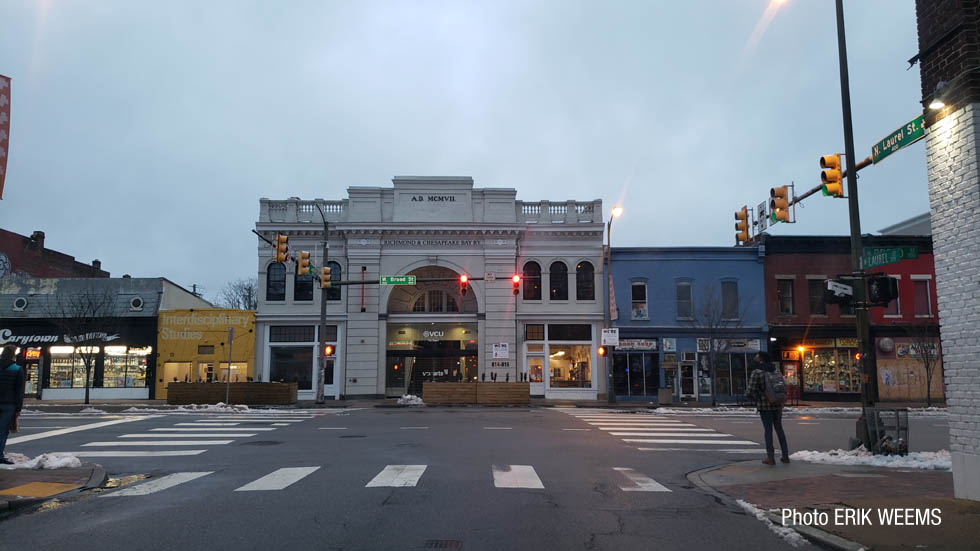 Laurel and Broad Avenue and the VCU Arts building