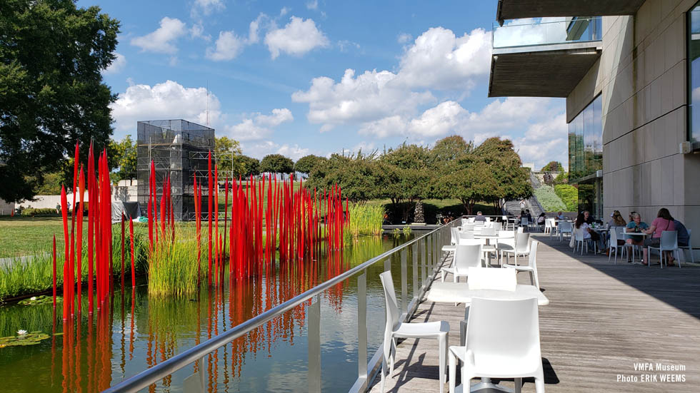 Food deck VMFA Museum with water pool