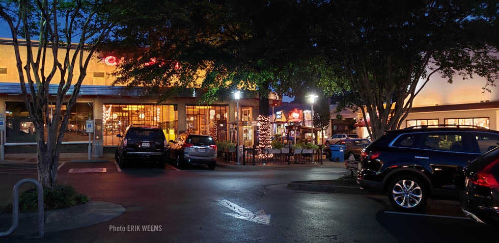 Richmond Carytown at night at the Can Can Restaurant