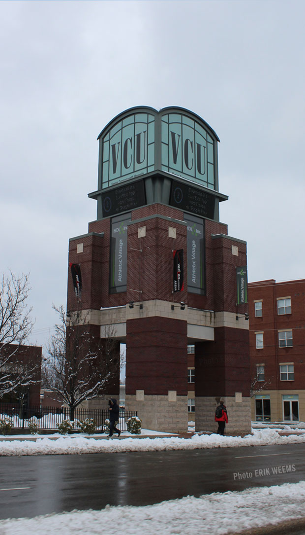 VCU Tower  in the snow Richmond Virginia